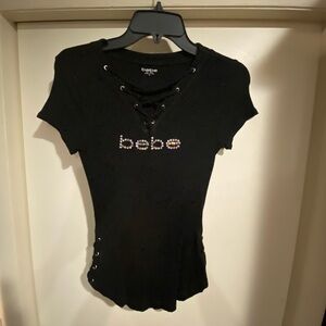 EUC Rhinestone bebe top
